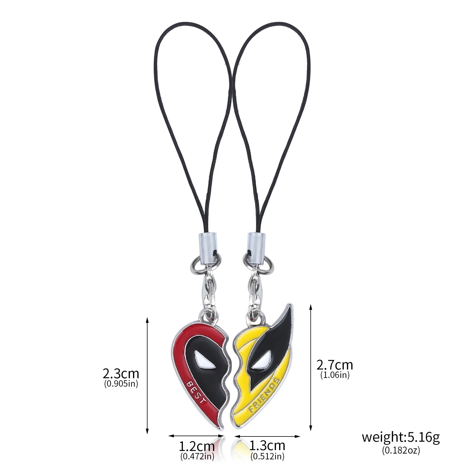 Movie Deadpool e Wolverine Best Friends Red Yellow Clown Mask portachiavi ciondolo Love Heart Combination for Bag Friends Jewelry