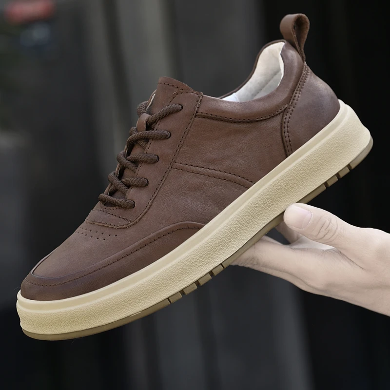 

Fashion Highquality Retro Cowhide Men's Shoes Casual Sports Shoes Outdoor Running Genuine Leather Brownblack Sneakers Hiking