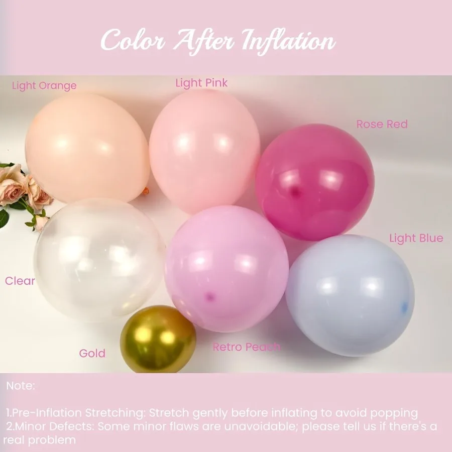 Kit de arco de globos rosa claro y azul con guirnalda de globos de princesa dorada, rosa y naranja para boda, cumpleaños, Baby Shower G