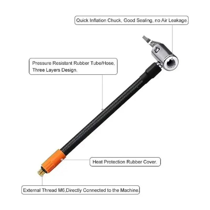 20/30 cm M6 Luftanschluss mit Feingewinde und Schlossfunktion, inklusive Schlauch, Standard-Adapter für die Reifenaufpumpung mit einer Reifenpumpe. – Detail 5