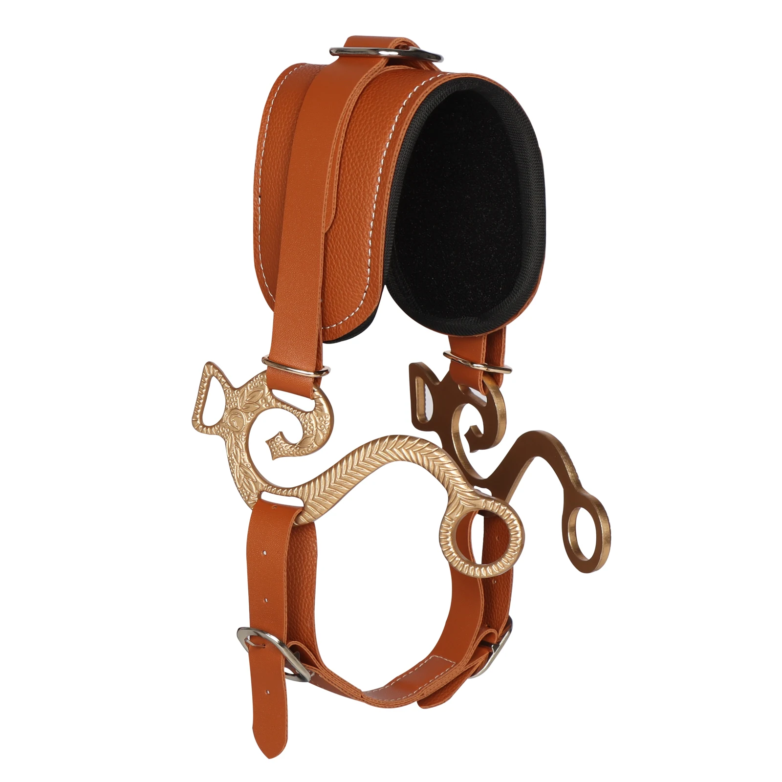 Horse Padded Chain Riding Brown Western Equipment Nose Bit Leather New Equestrian Bridle Horse Adjustable Leather Halters