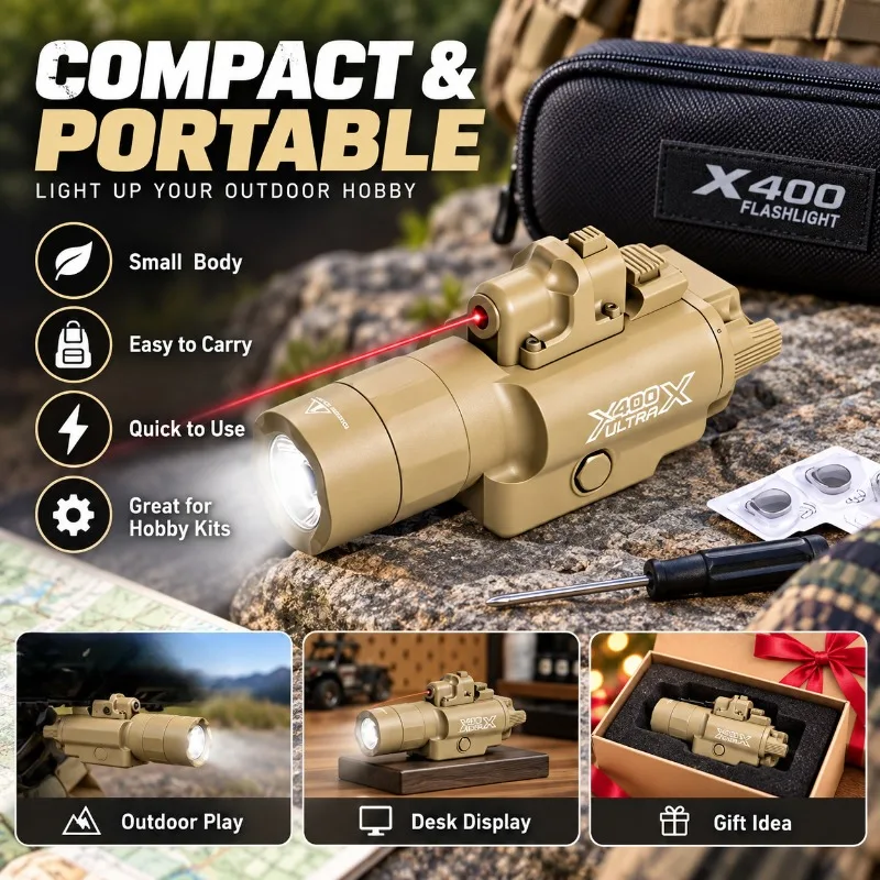 Nylon X400 Bright Flashlight, Under Mount Design, 20mm Universal Rail Game Prop Accessory