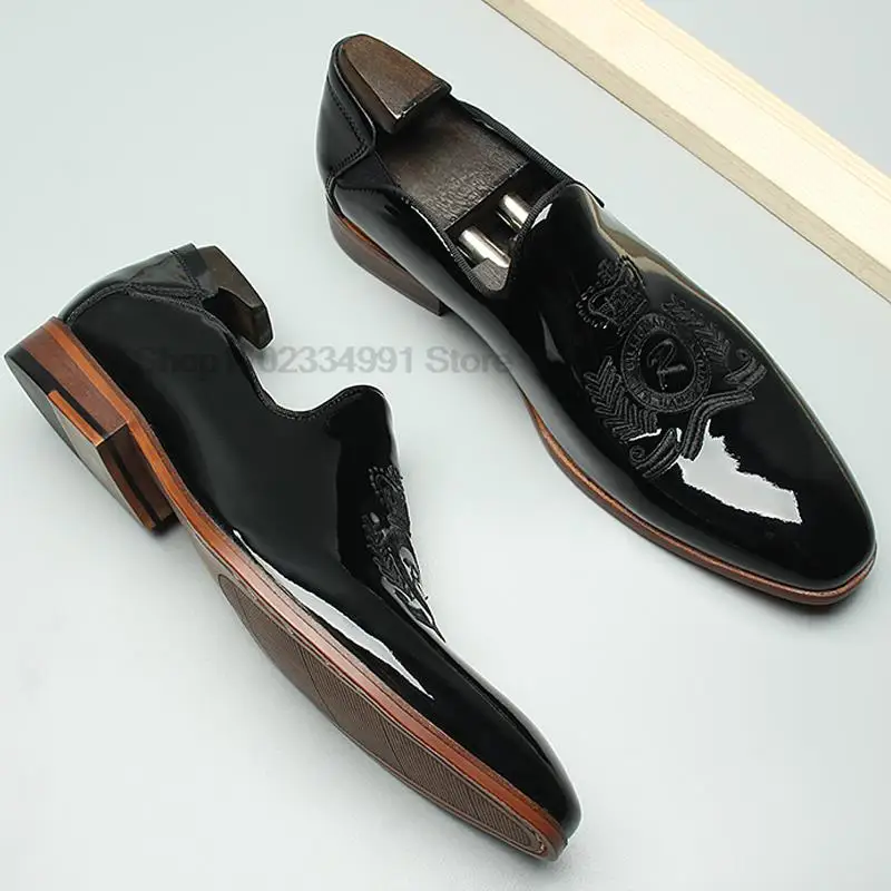 HNXC Summer Style Mens Loafers Oxford Shoe Wedding Party Dance Black Genuine Leather Slip On Men\'s Dress Shoes Casual Business