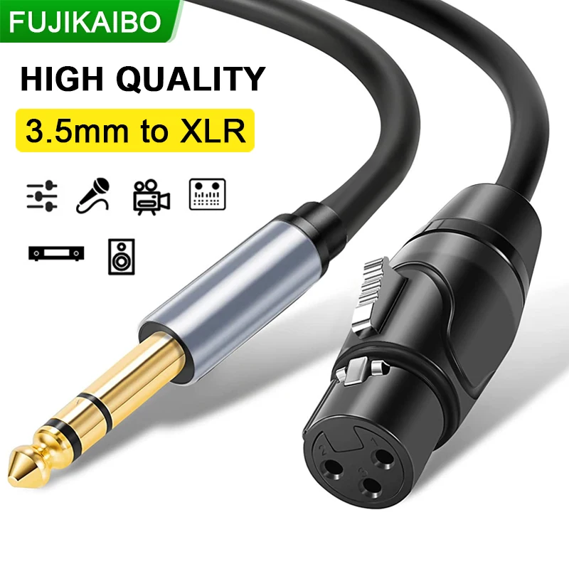 3.5mm do XLR 3 Pin męski do żeńskiego stereofoniczny kabel Audio do telefonu mikrofonowego głośnik komputerowy kabel Adapter miksera gitarowego