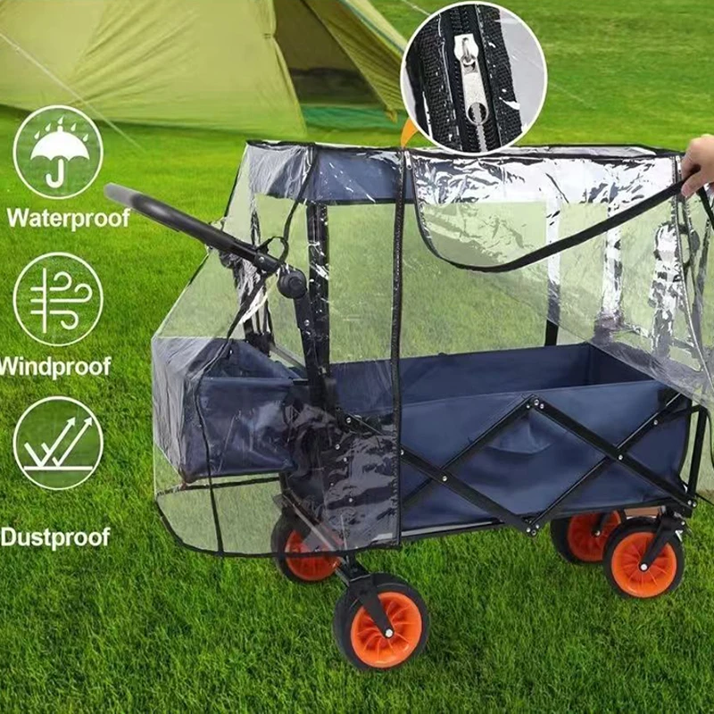 

Outdoor Foldable Camper Trolley Rain Cover Transparent EVA Windproof Dust Cover Raincoat Handcart 21" Universal Accessorie