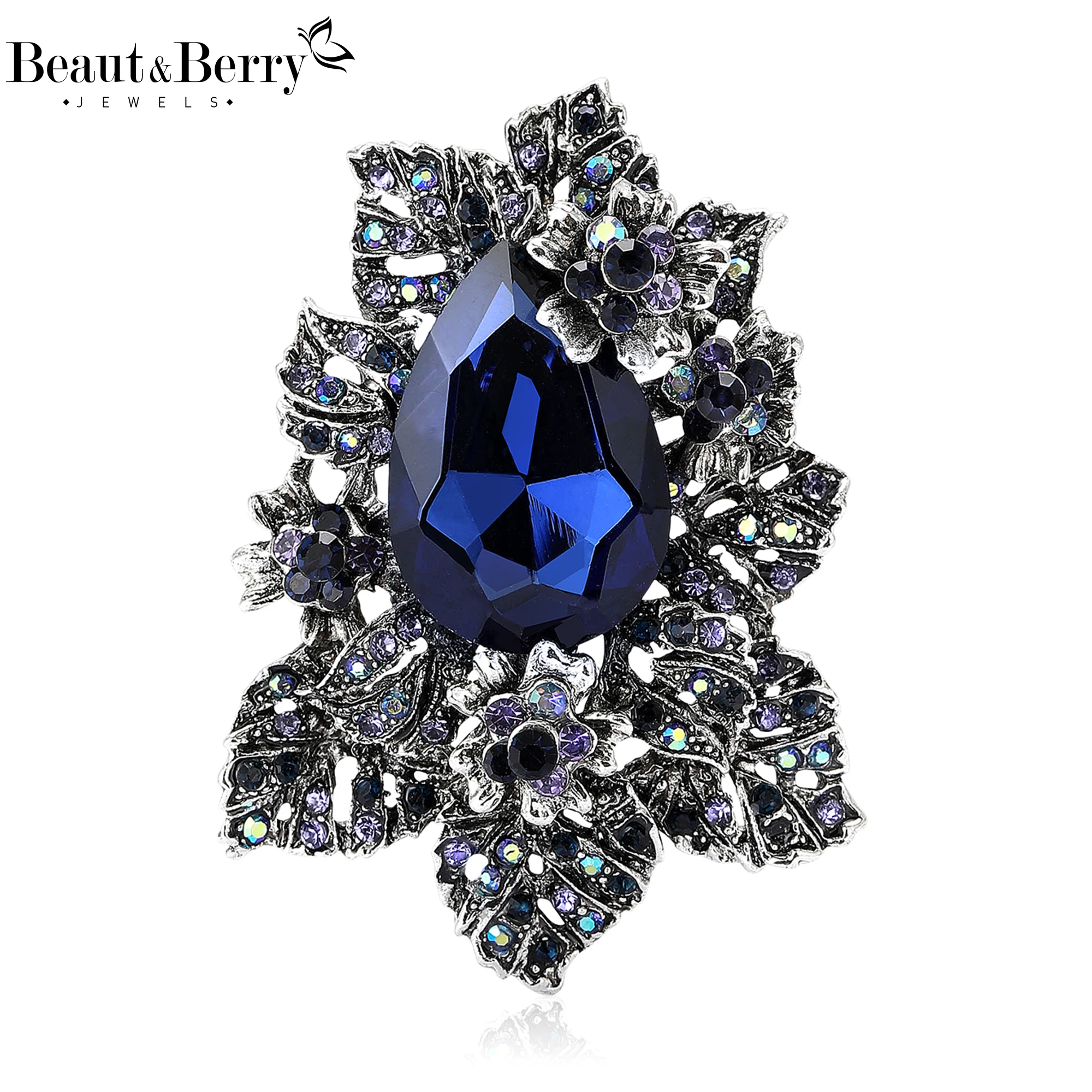 

Beaut&Berry Luxury Rhinestone Flower Brooches for Women Unisex Crystal Glass Pins Casual Party Jewelry Accessories Gifts
