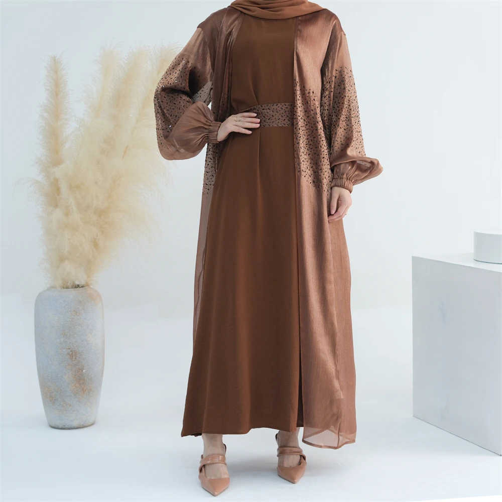 

Eid Muslim Kimono Abaya Modest Hijab Dress Open Abayas for Women Dubai Islamic Clothing Party Kaftan Robe Ramadan Jalabiya Gown