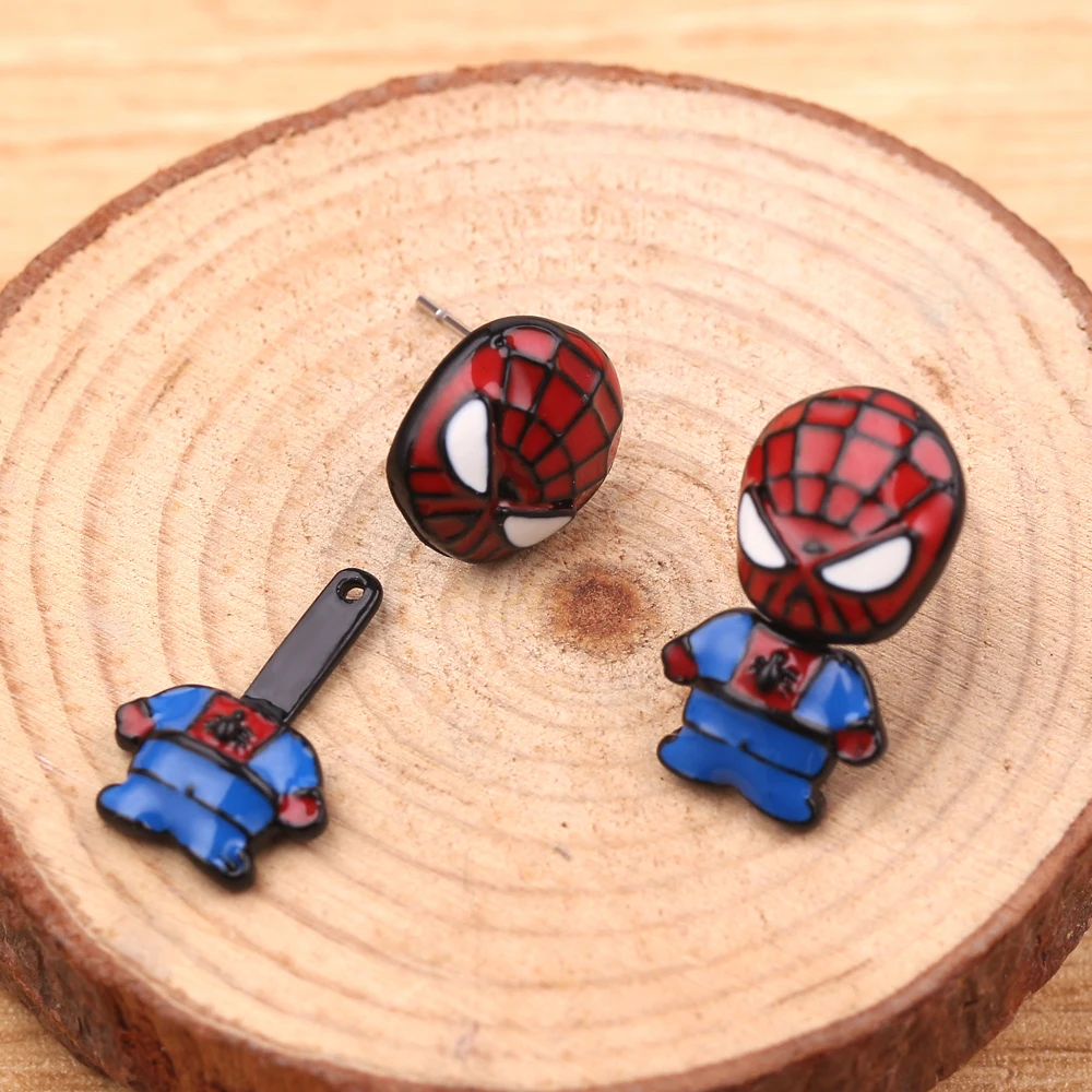 Superhero Spider Man Iron Man Detachable Ear Studs Cute Q Version Earrings Jewelry Accessory for Women And Men view 3