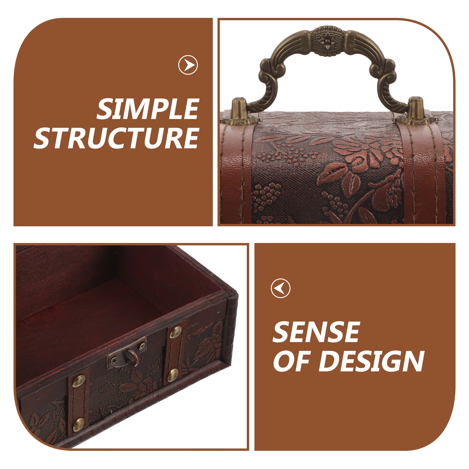 

Storage Boxes Wooden Vintage Style Small Treasure Chest Jewelry Organizer for Women Portable Case Travel