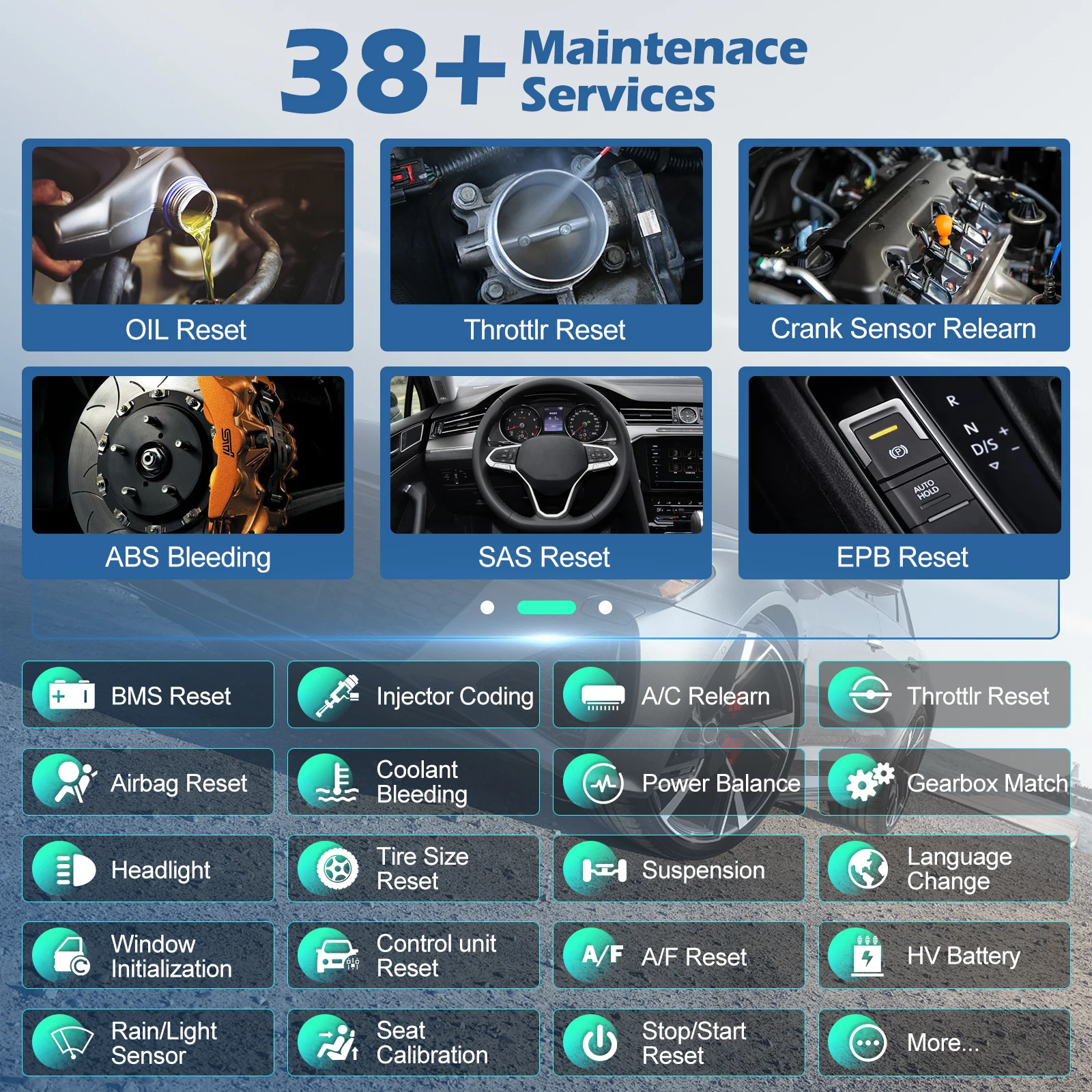 VD80BT Car Scanner Diagnostic Tool And Key Program Oil Reset TPMS Reset IMMO Reset Tool 38+ Function