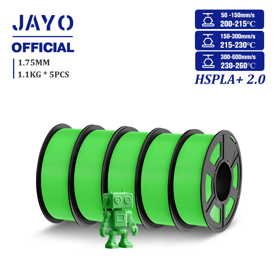JAYO Upgrade 2.0 Hoge Snelheid PLA PLUS 600 MM/S 3D Printer Filament PLA + 3D Filament 1.75 MM 5 Rolls Hoge Taaiheid Filament