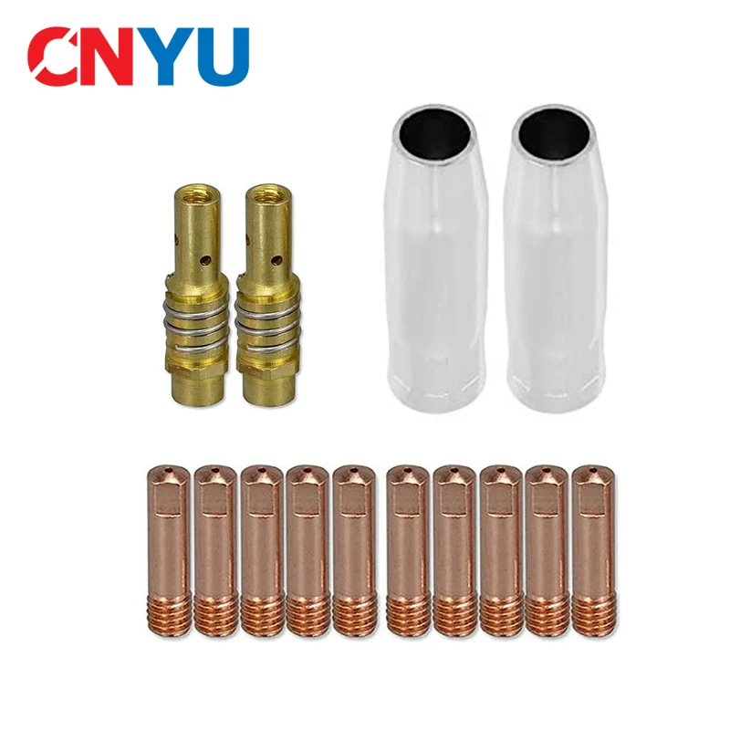 14Pcs 15AK Welding Torch Consumables 0.6mm 0.8mm 0.9mm 1.0mm 1.2mm MIG Torch Gas Nozzle Tip Holder of 15AK MIG MAG Welding Torch