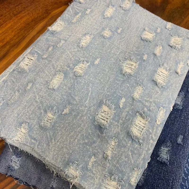 Denim Texture Fabric Distressed Denim Fabric Reconstructed Fabric Thick Clothes Fabric Diy Handmade Ripped Cloth