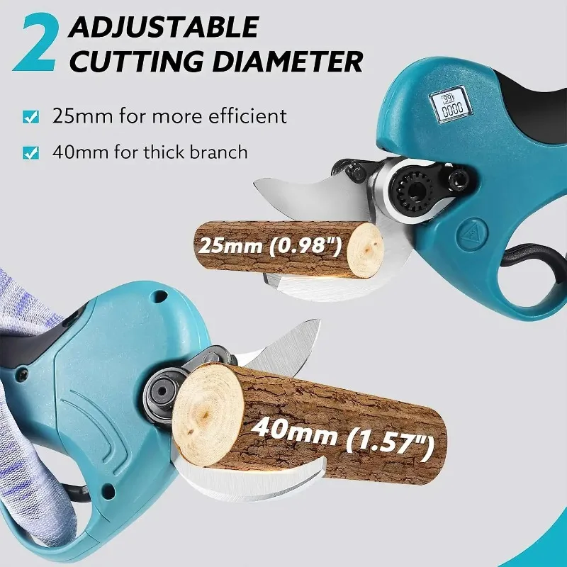 

【Premium】1500W 40mm Cordless Electric Pruning Scissors Fruit Tree Bonsai Cutter Garden Power Tool For Battery With 21V 2X 2.0A