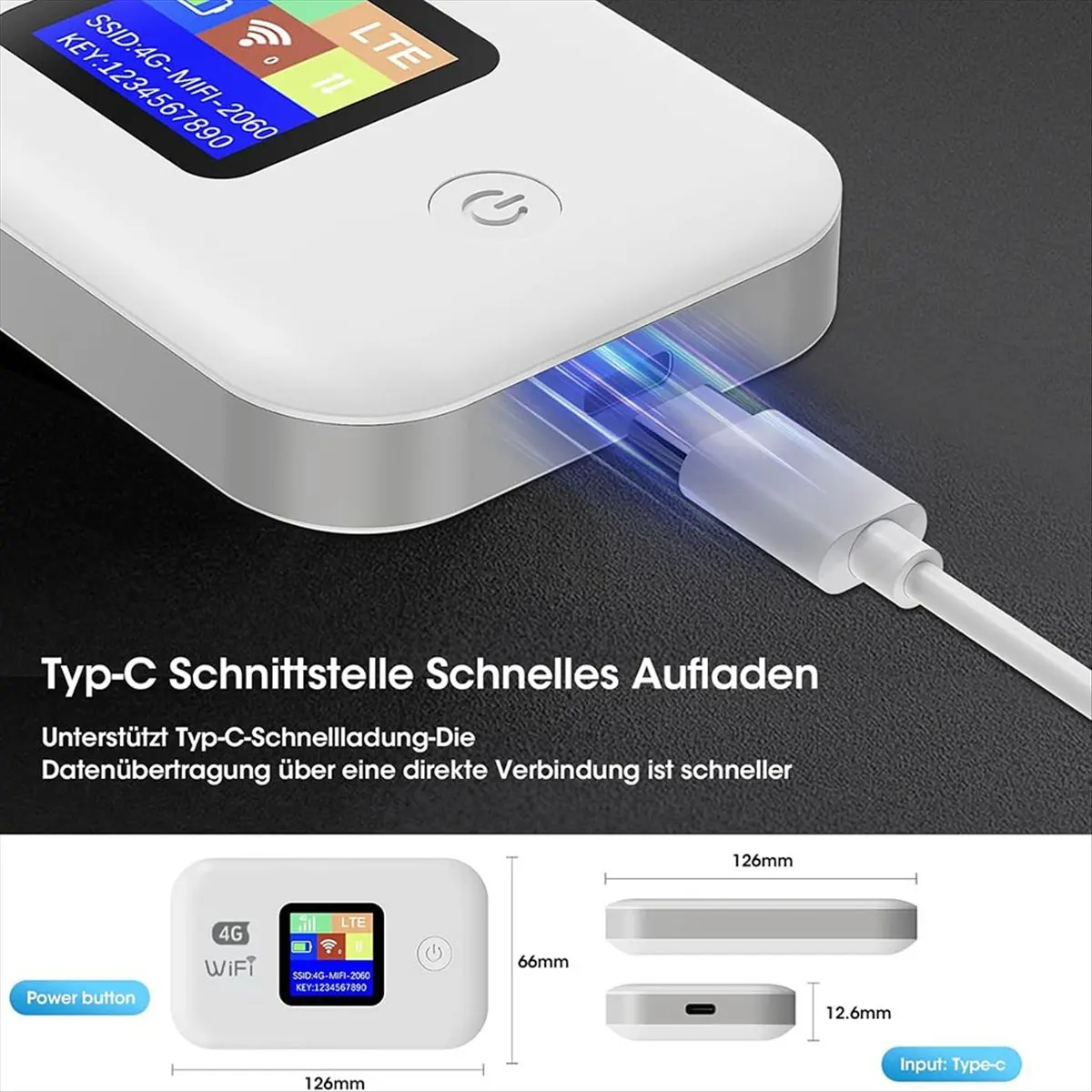 Mobile WLAN Router, 4G Portable WiFi Hotspot Supports SIM Cards, Mobile Internet LTE Router for Business Trips Holidays
