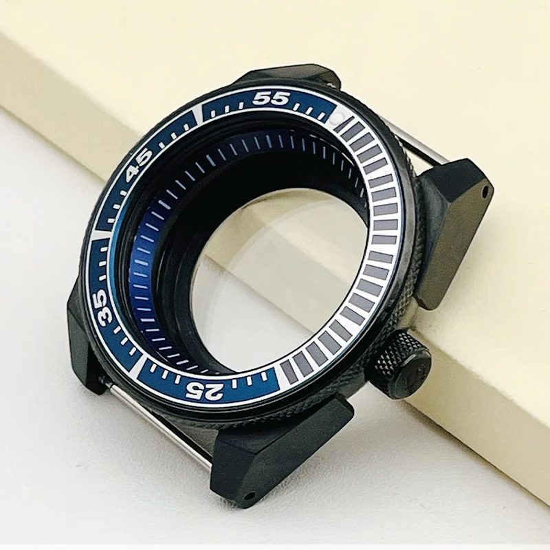 Black Samurai NH35 Watch Cases fit NH35 NH36 7S26 Movement Sapphire crystal glass Transparent Back Cover Diving Watch Case