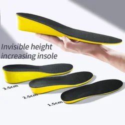 1 Pair Classic black Invisiable Height Increase 1.5-3.5cm Insoles For Women Men Breathable Shock Absorption Cushions