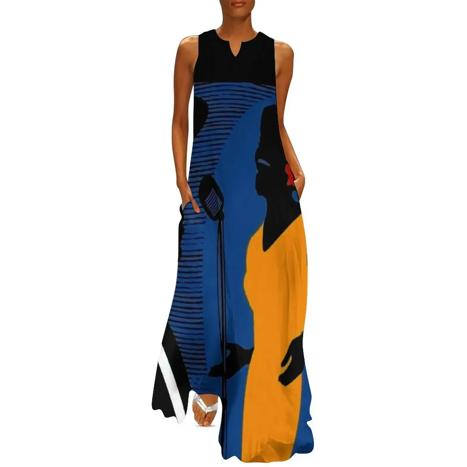 

LA CHANTEUSE DE JAZZ NEW YORK : Vintage Print Long Dress Clothing Casual dresses womens clothing Female clothing Dress