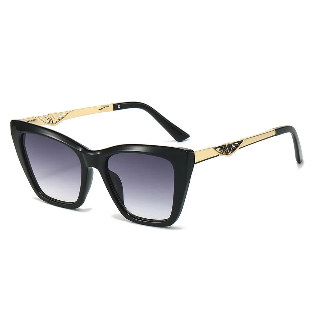 Neue quadratische Damen-Sonnenbrille mit Metallbeinen, hochwertig, modisch, stilvoll, Cat-Eye-Sonnenschutz, UV400, klassisch