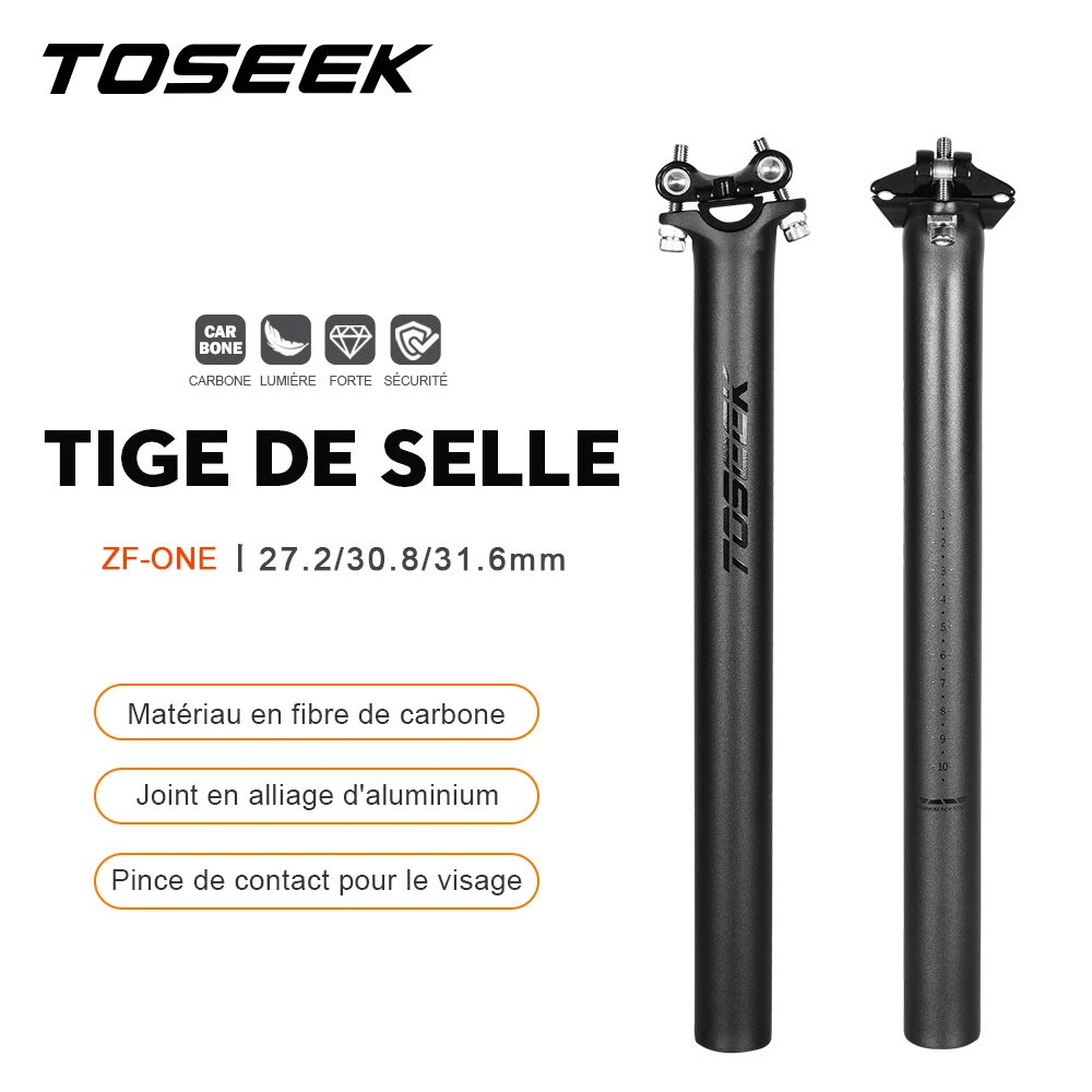 TOSEEK ZF-One tige de selle en carbone 27.2/31.6mm noir mat vtt/vélo de route tige de selle Tube de selle pièces de vélo tige de selle de vélo ultralégère