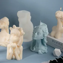 3D Large Size Girls Portrait Candle Silicone Mold DIY Handicraft Nordic Style Scented Candle Gypsum Resin Mould Tabletop Decor