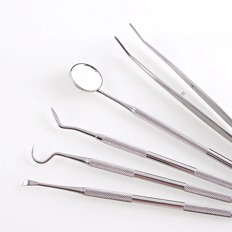 Stainless Steel Dental Mirror Oral Care Tool Teeth Cleaning Hoe Tweezers  Probe Flat Pointed Sickle Scraper