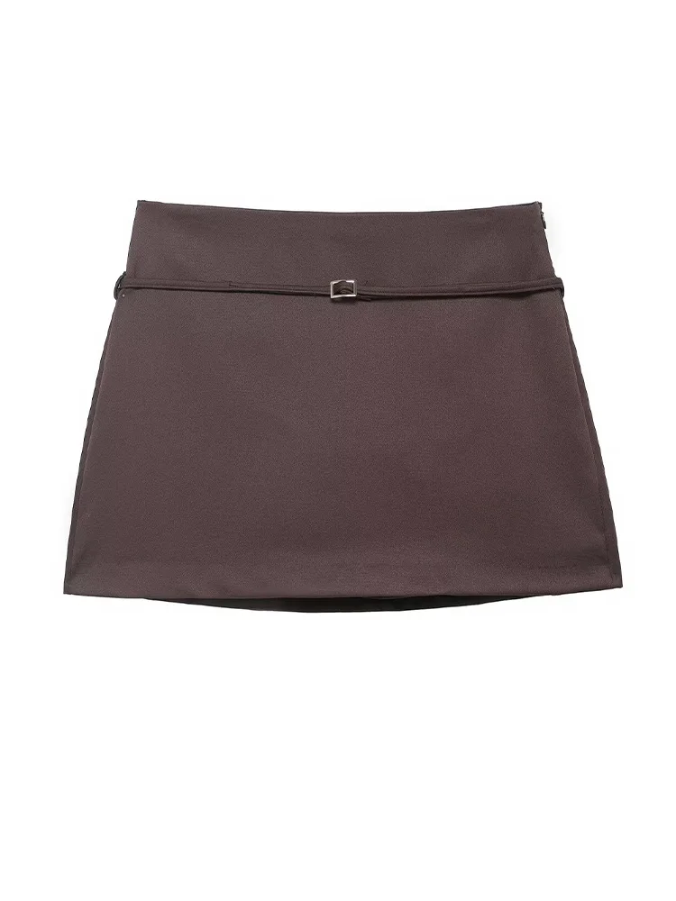 HH Woman Fashion Versatile Simple Belt Decoration Short Culottes Female Spring Solid Comfortable Pockets Side Zipper Culottes