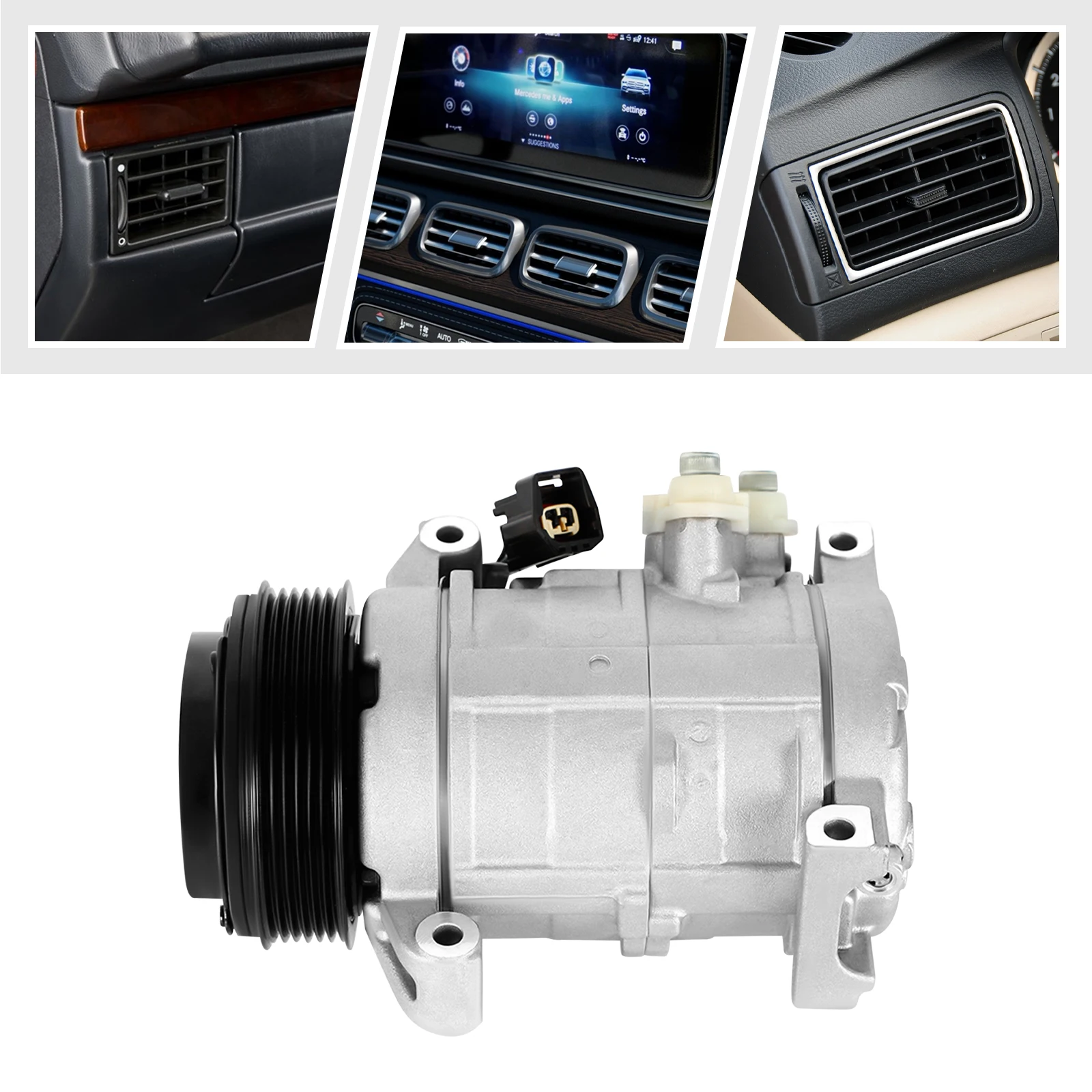 AC Compressor, Automotive AC Compressor, Car Air Conditioning Pump, High Efficiency Cooling Premium Metal Construction Stable Performance for Auto Use