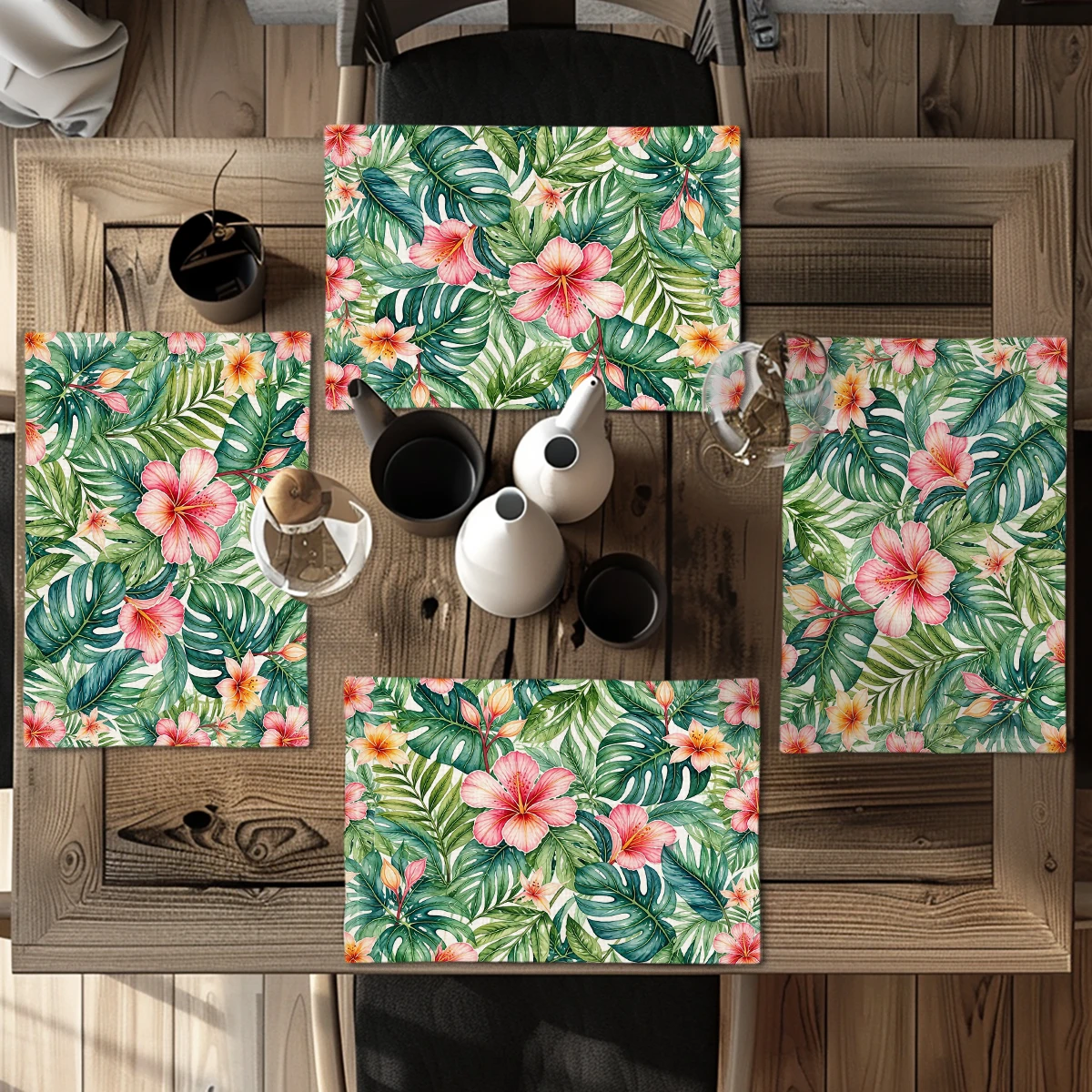 Exquisite Leaf Pattern Polyester Placemats & Coasters - Stylish Table Linens for Home, Restaurant and Daily Dining Use