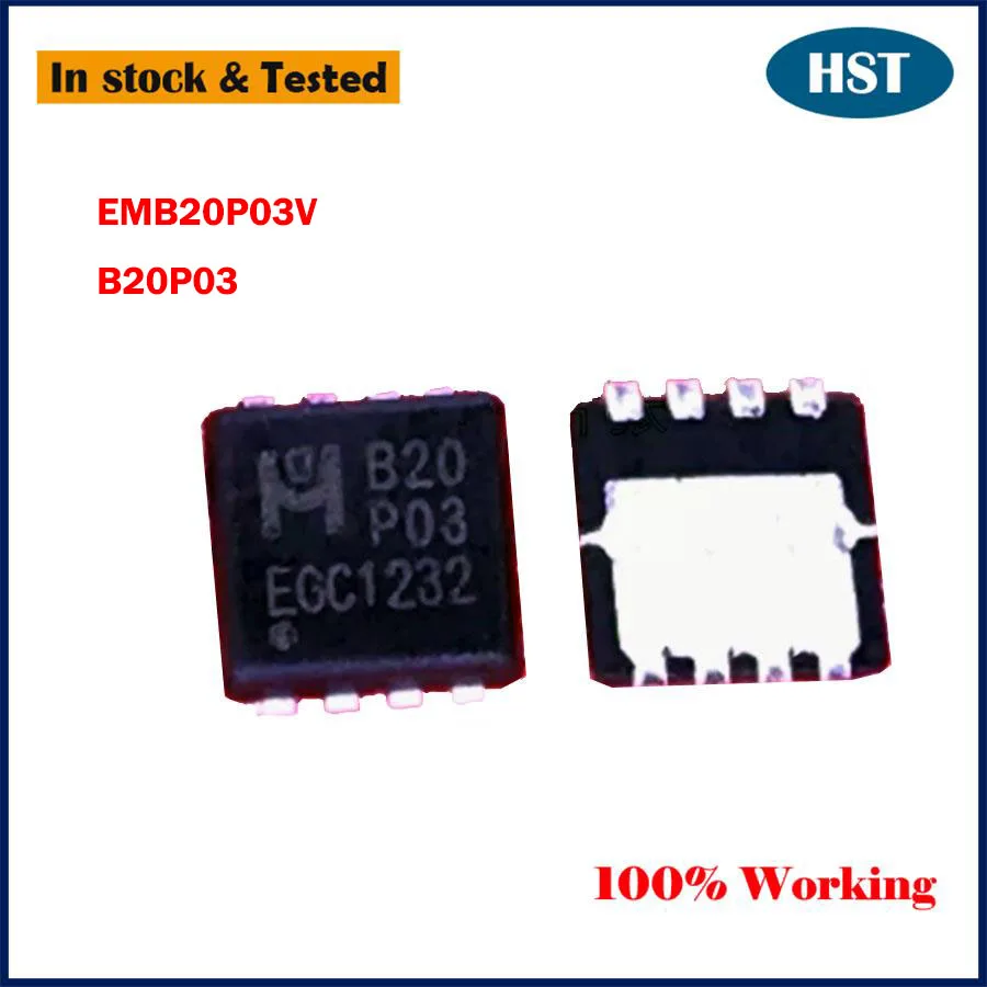 

10 шт./партия, микросхема для микросхем EMB20P03V B20P03 B20 P03 QFN8 MOS