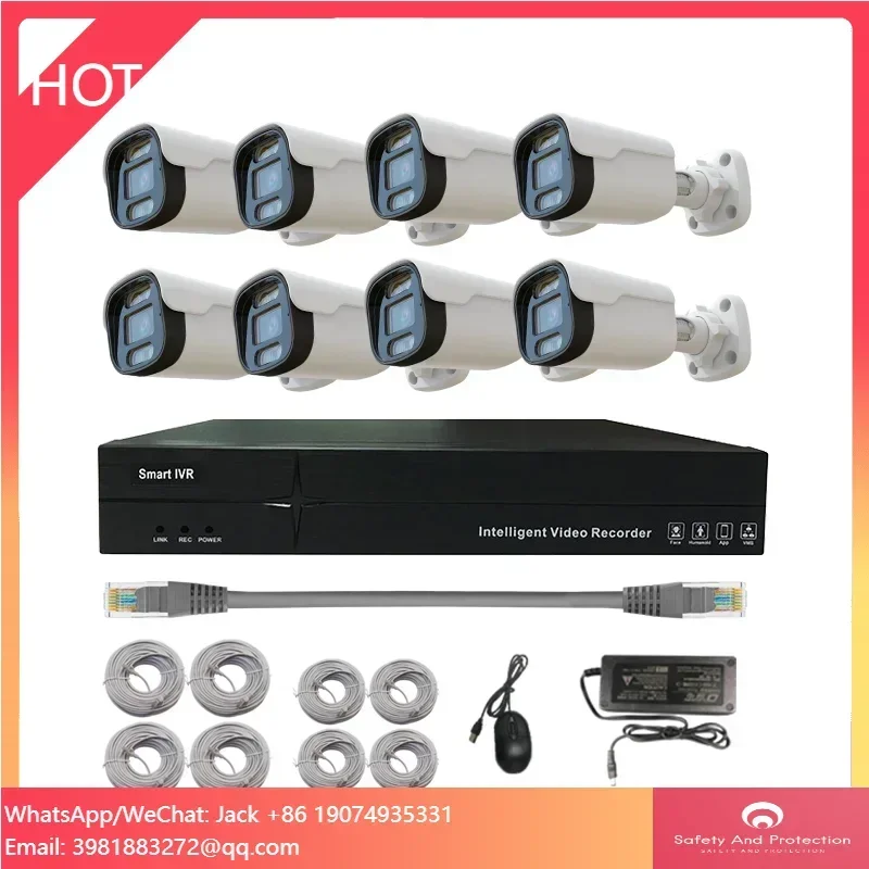 

8-канальная система видеонаблюдения с IP-камерами 8MP, комплект POE NVR, сетевая камера с встроенным микрофоном