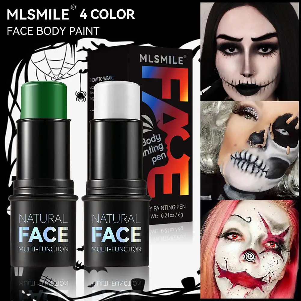 Halloween Face and Body Painting Stick Cream, Impermeável, Vermelho, Verde, Preto, Branco, Creme de Pintura para Festa, Maquiagem para Crianças e Adultos, 1Pc