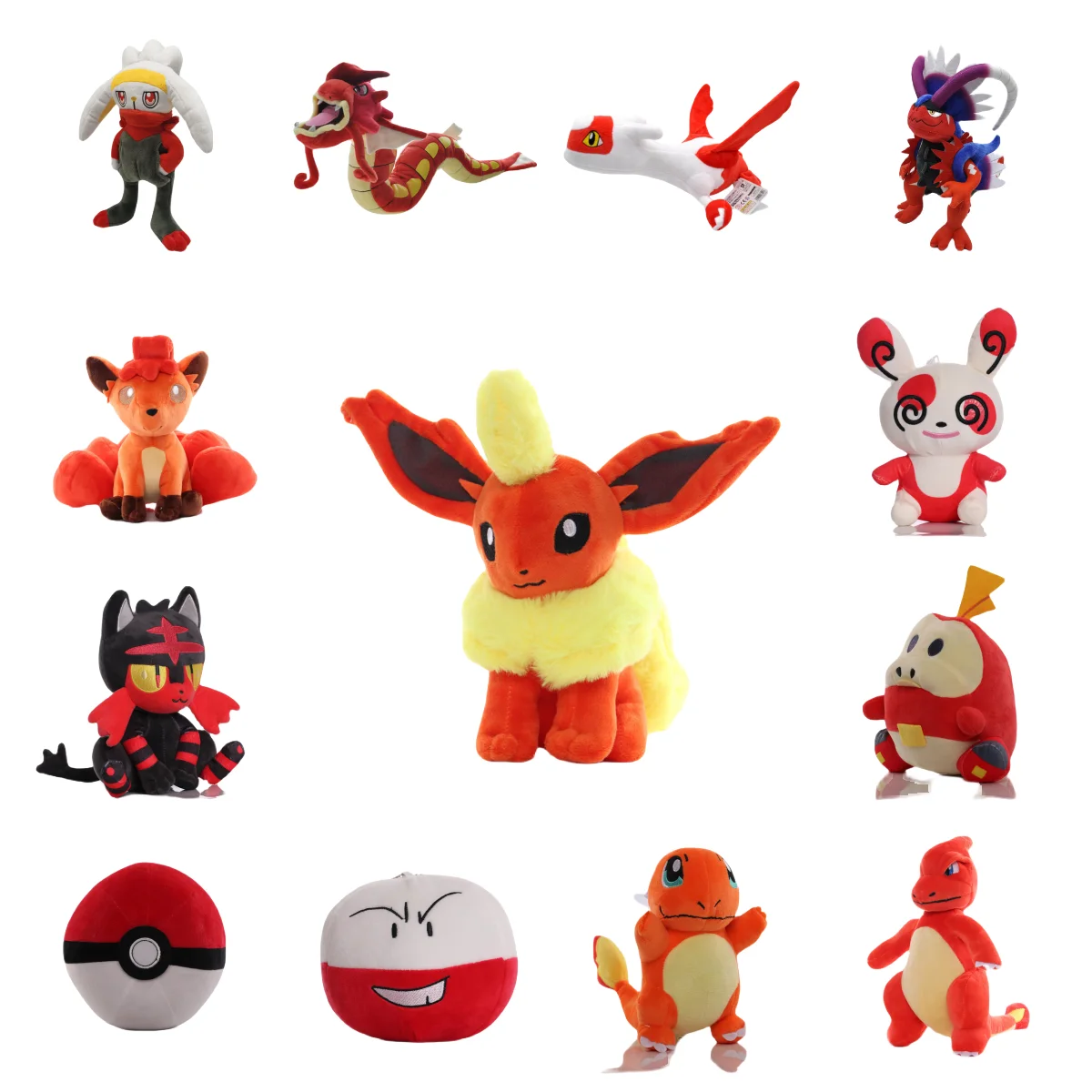 Pokemon Pikachu Red Series Plush Toys Raboot Vulpix Charmander Pokeball Plush Dolls Toys Hobbies Collection Kids Halloween Gifts