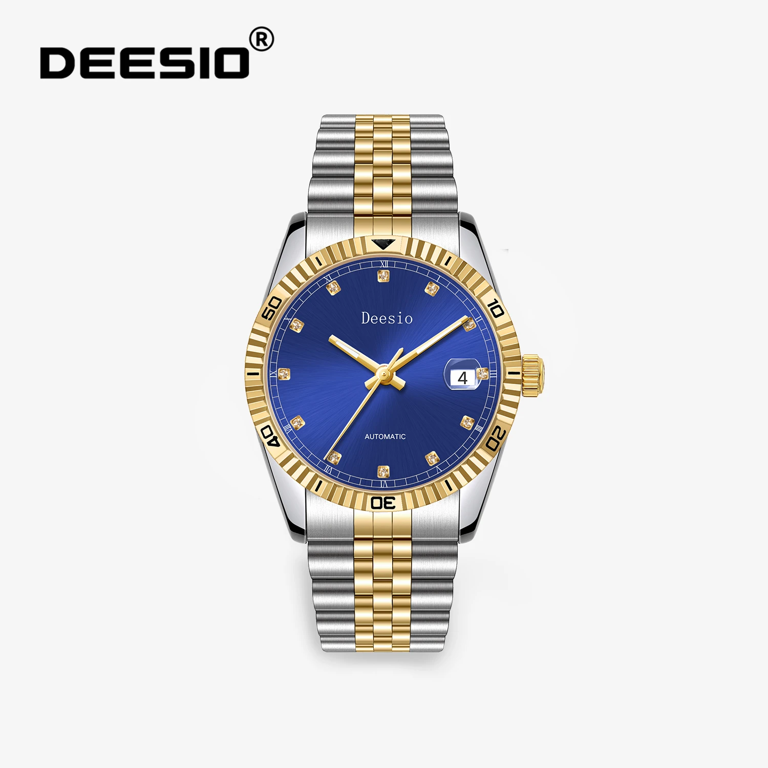 Dessio Herren-Automatikuhr, klassische Business-Edelstahl-Kalenderuhr für Herren, mechanisch, selbstaufziehend, wasserdichte Uhren für Herren