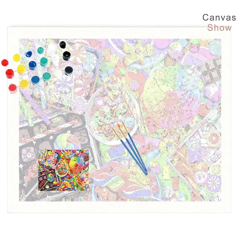 PhotoCustom Painting By Numbers Color Tools Abstract DIY Paints By Number For Adults Kits Oil Paint On Canvas Picture Home Decor