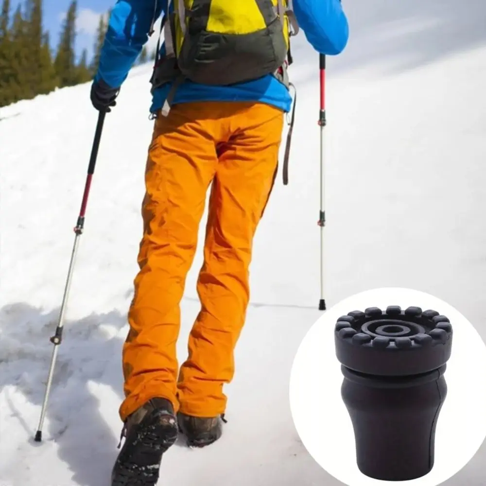 

2pcs Anti-Skid Crutch Cane Bottom Pads Black Rubber Walking Stick Tip Protector Wear -resistant 16/19/22mm