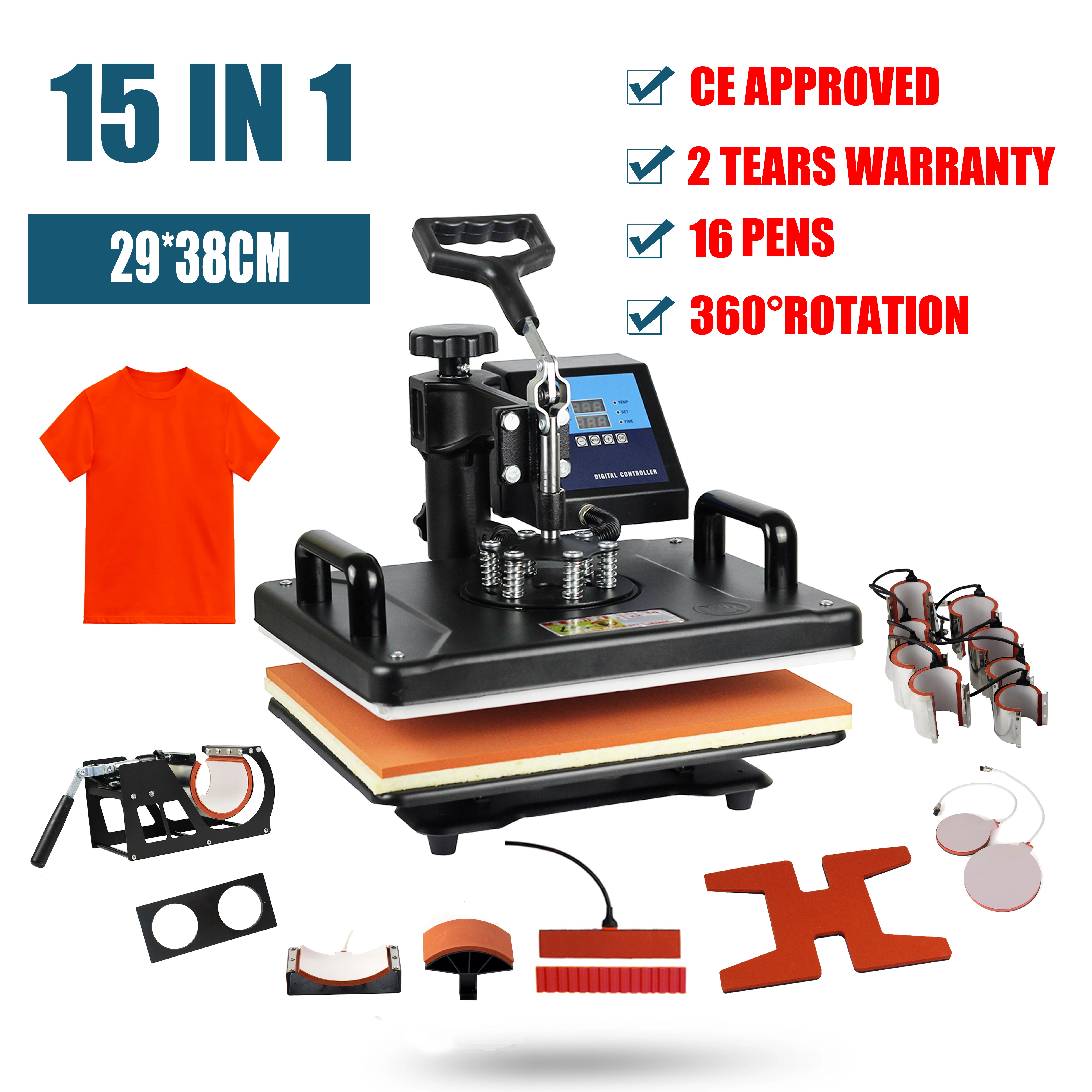 15 in 1 Heat Press Machine/ Sublimation Machine Heat Press Printer for T-shirts Plates/Cap/Mug/Phone Covers/Pen/Football Etc
