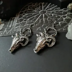 New Goth Baphomet Goat Thorn Earrings Gothic Witch Satan Occult Alternative Statement Jewelry Satanic Ram Skull Medieval Women