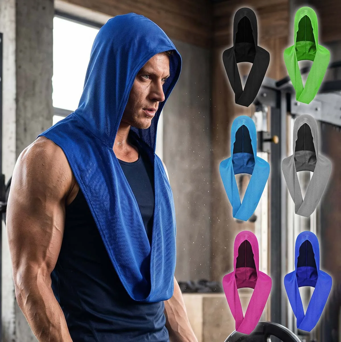 U-förmiges kühlendes Kapuzentuch, Kühlkopftuch für Fitness, Outdoor, Wandern, Sport, schnell trocknende, eiskühle Mütze, Kühlhandtuch