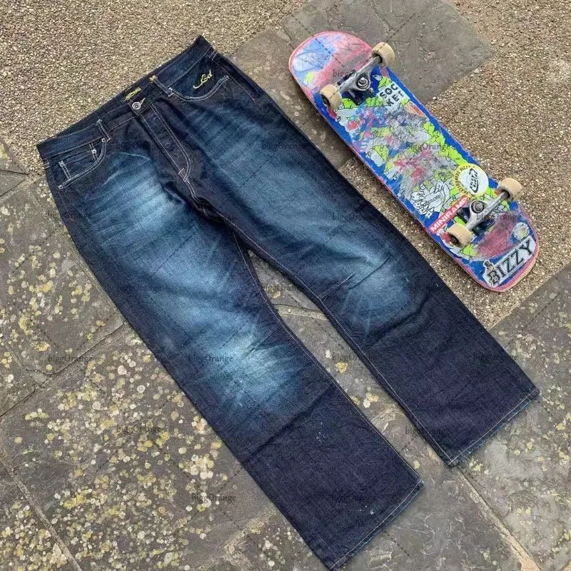 Y 2K Amerikaanse Trend Street Style Bedrukte Denim Broek Vrouwen Nieuwe Gradiënt Jeans Goth Harajuku Retro Losse Casual Paar Jeans