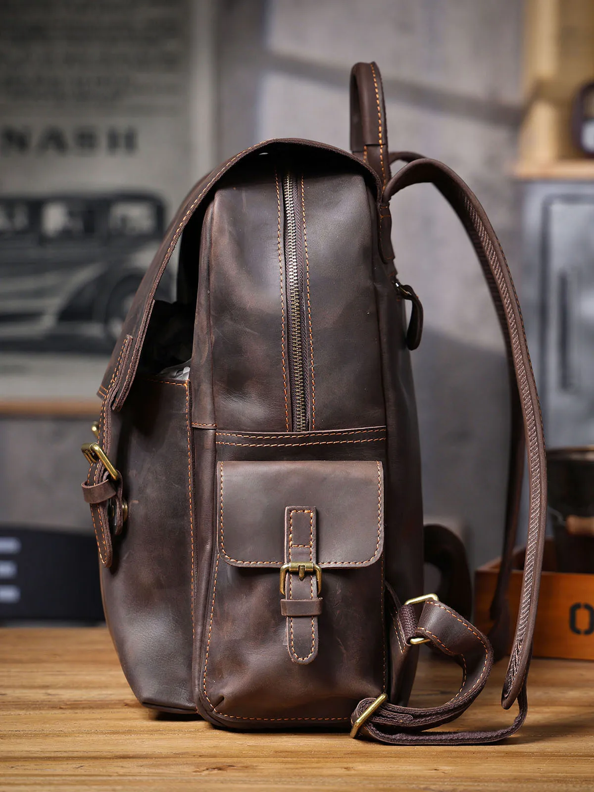 PNDME vintage crazy horse cowhide men's large-capacity backpacks outdoor travel casual luxury handmade genuine leather bagpack