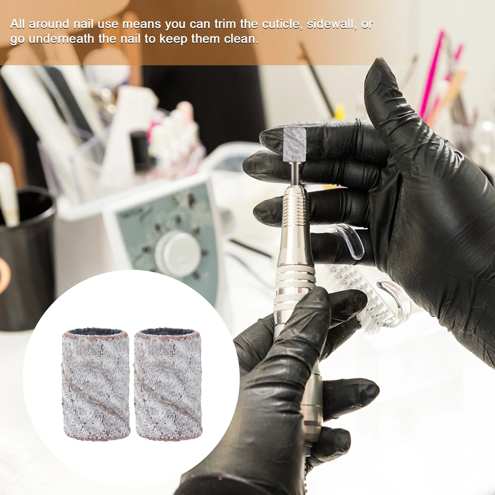 100 قطعة فرقة تلميع الأظافر الرملي كم اكسيد الالمونيوم رأس مطحنة ل مانيكير باديكير هلام مزيل طلاء الأظافر مسمار الملحقات #1