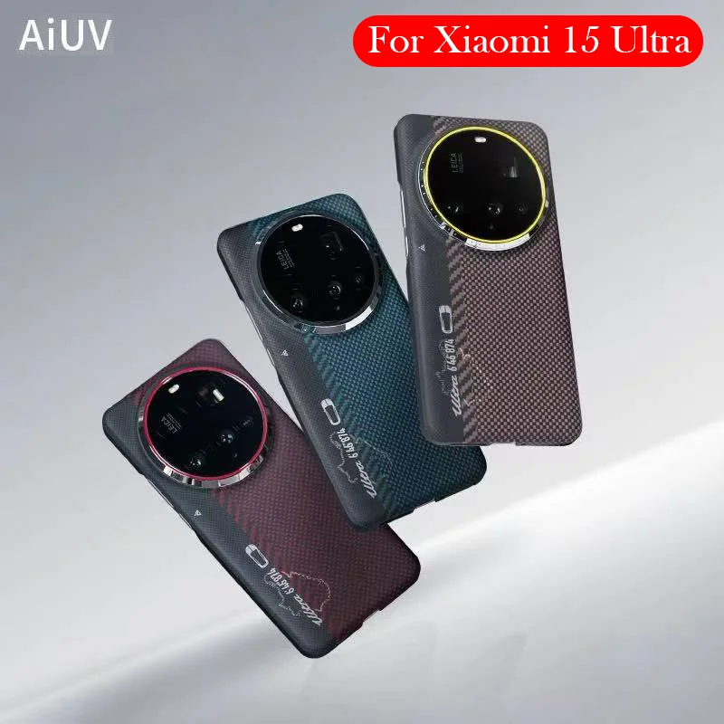 

Кевларовый чехол AIUV для Xiaomi 15, ультрауглеродное волокно, задняя крышка с беспроводной зарядкой