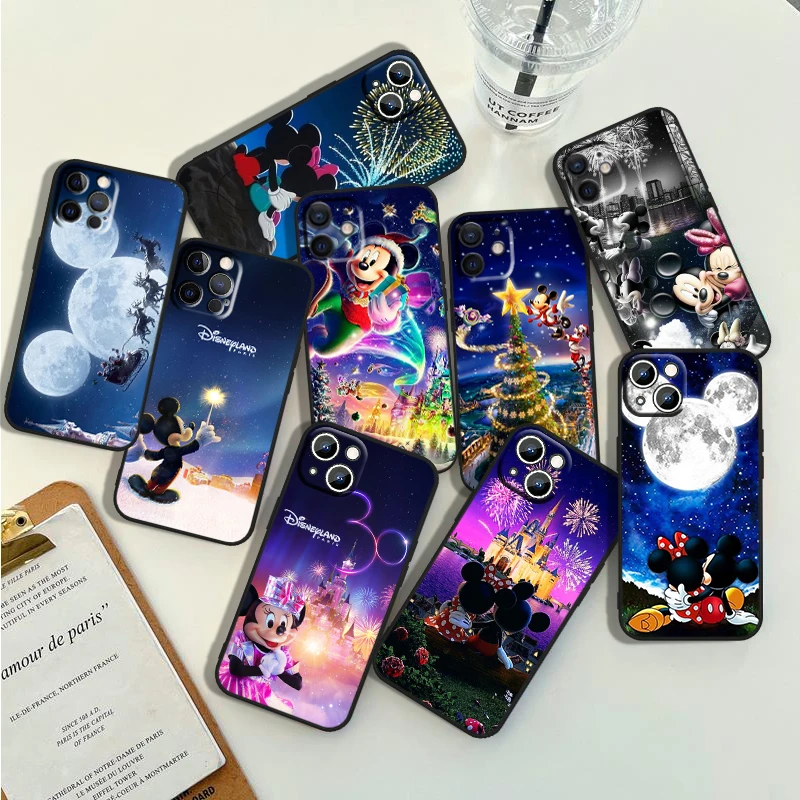 

Disney Fireworks Minnie Mickey Phone Case For Apple iPhone 15 14 13 12 11 Pro Max Mini XS Max X XR 7 8 Plus Silicone Black Shell