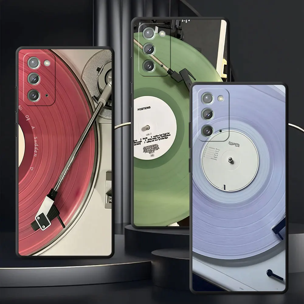 Pink Vinyl Melody Record Black Case for Samsung Galaxy Note 20 Ultra 5G 10 Plus 9 TPU Phone Cover M12 J4 J6 Plus J7 J8 J5 Prime