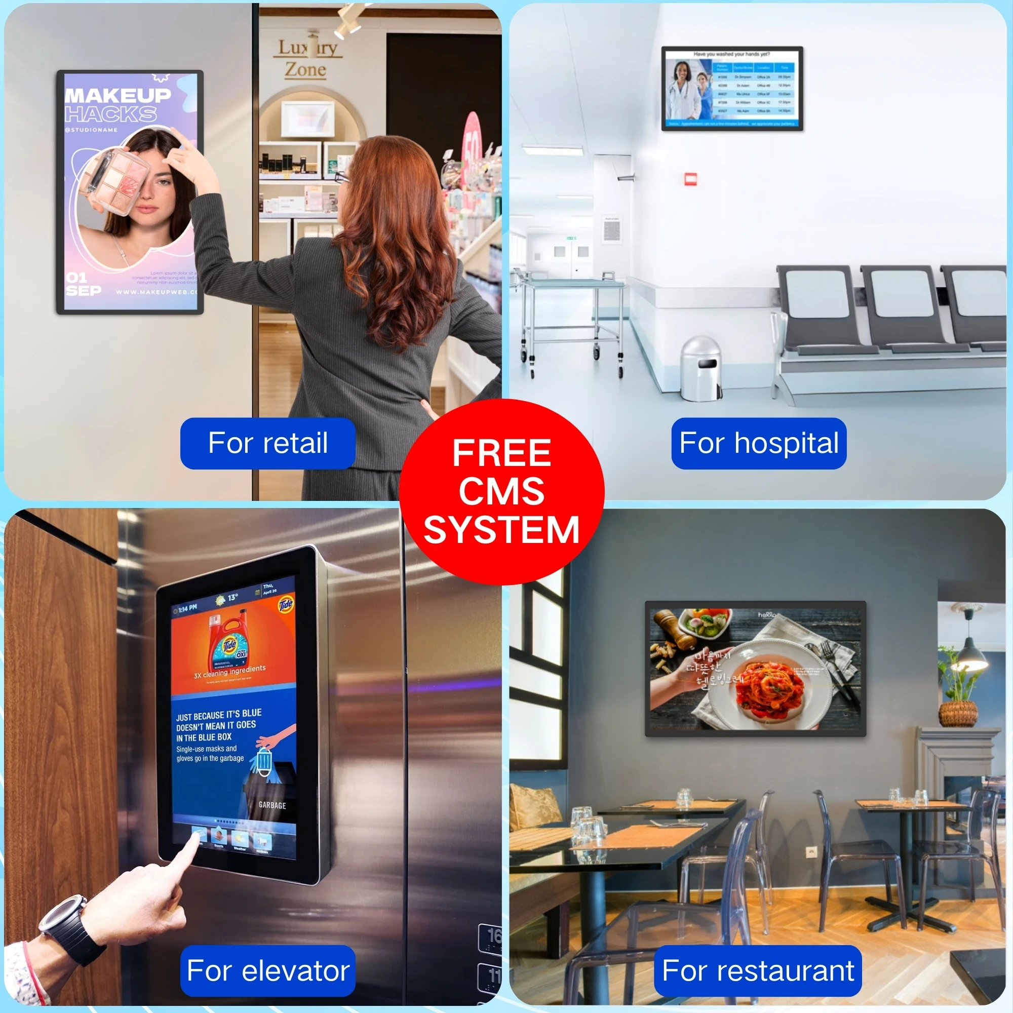 32 Inch Wall Mount LCD Touch Screen Android13 4+32Gb Optional POE NFC 6 TOPS AI Performance Digital Signage Display for Business