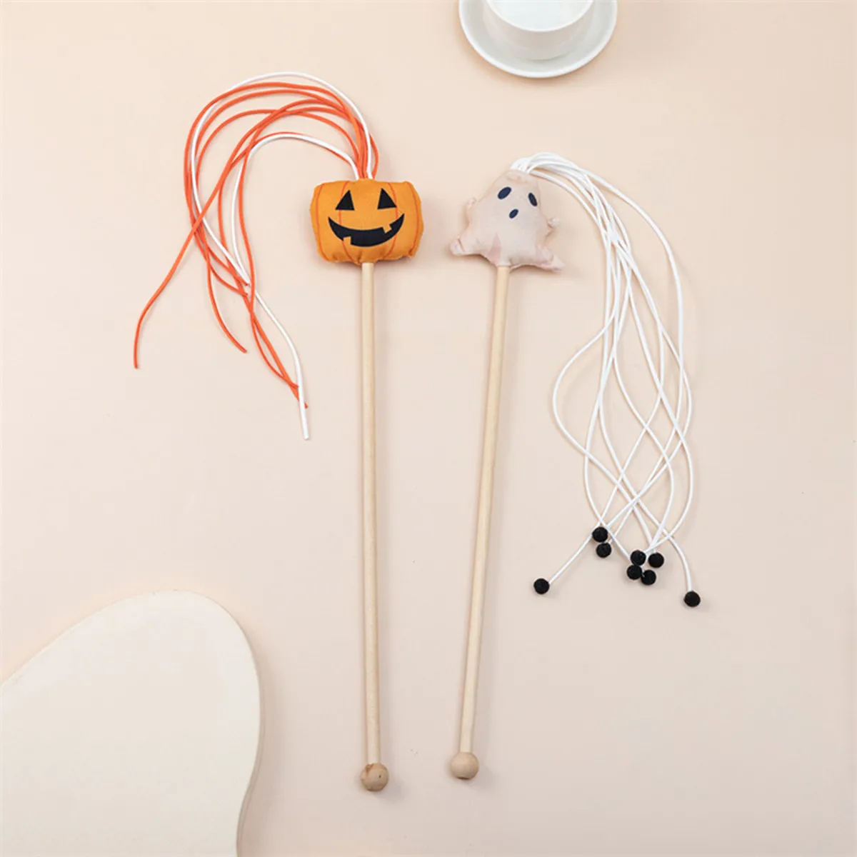 Cat Toy Cat Teaser Sticks Halloween Cat Stick Tassel Cat Stick Cute Cat Toy Halloween Pet Supplies