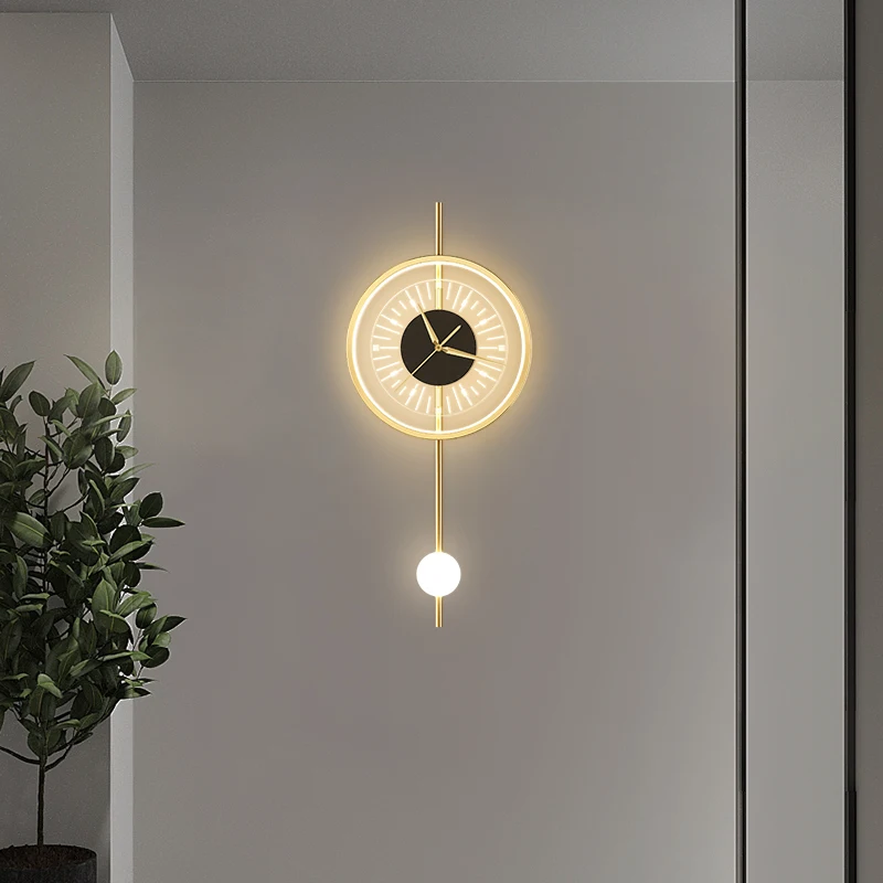 Clock Wall Lamp Bedroom Bedside Light Luxury Creative Living Room Background Wall Lamp Technology Sense Decorative Lamp