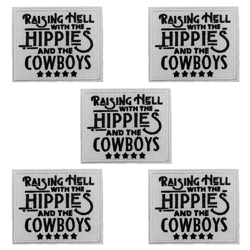 

5pcs New Creative Western Cowboy Square Fabric Patches for Clothes, Shoes, Hats, Bags, Embroidery Patches for Ironing or Sewing DIY Decoration