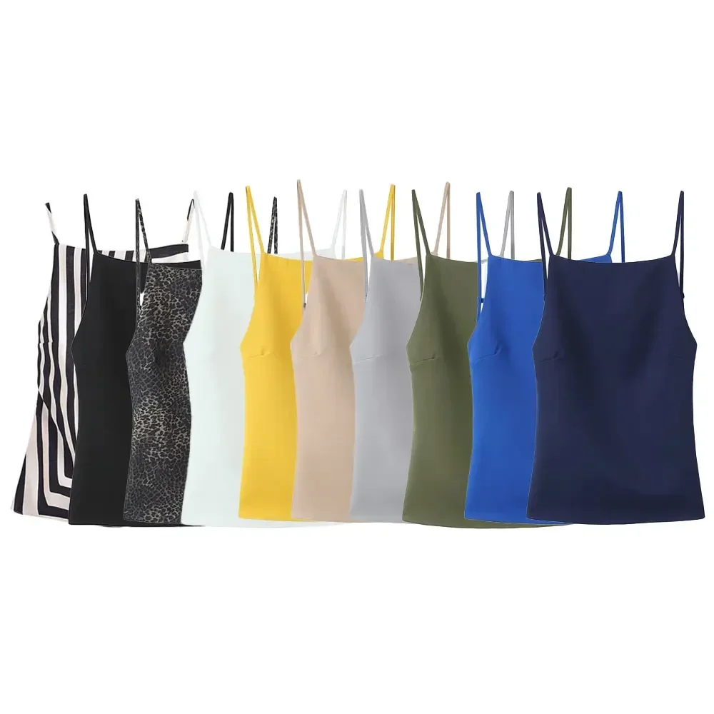 Willshela moda donna canotta senza schienale collo quadrato spalline sottili donna chic signora casual basic Mujer top canotta